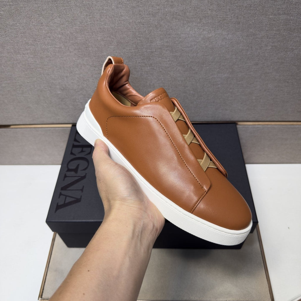 Zegna Men's Leather Slip-On Sneakers
